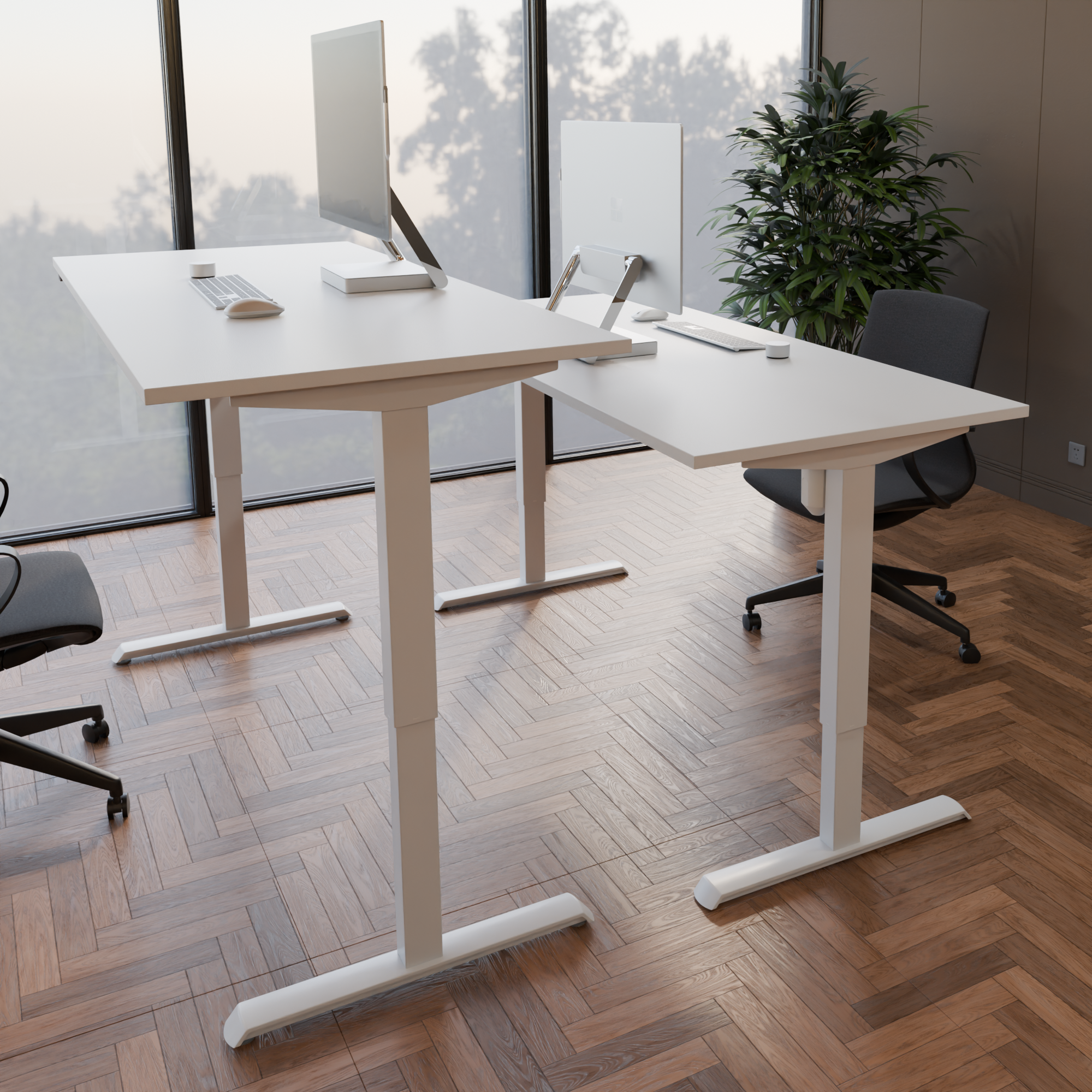 Electric Adjustable Desk | 180x80 cm | White with white frame