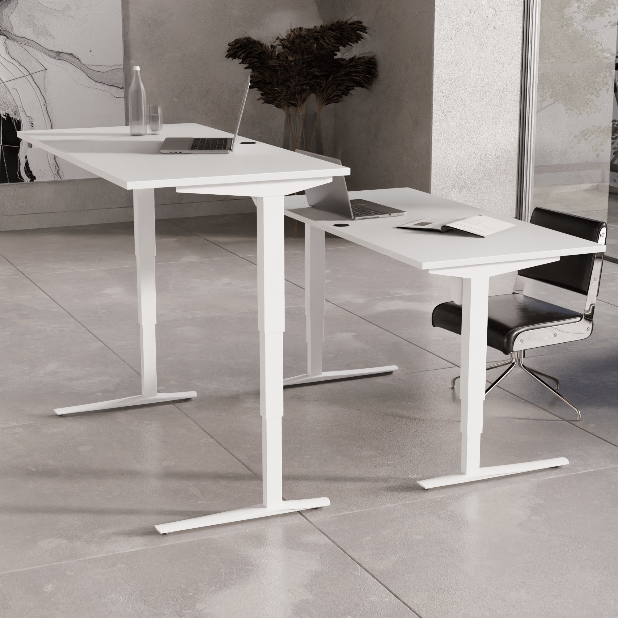 Electric Adjustable Desk | 180x80 cm | White with white frame